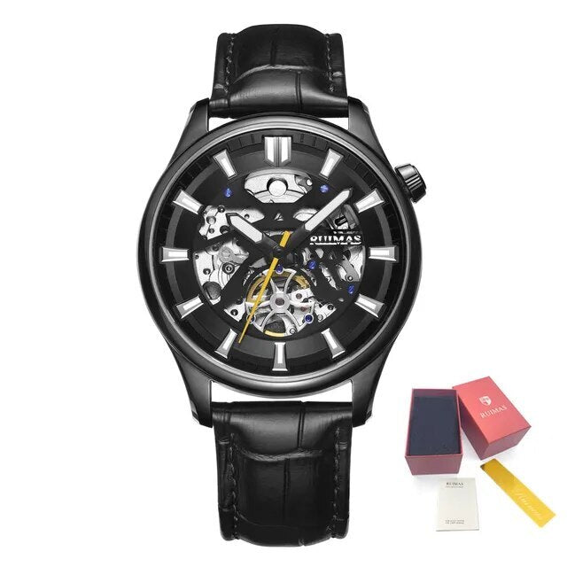 Obsidian Skeleton Automatic Men's Watch | Noventra Chroniq