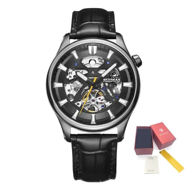 Obsidian Skeleton Automatic Men's Watch | Noventra Chroniq