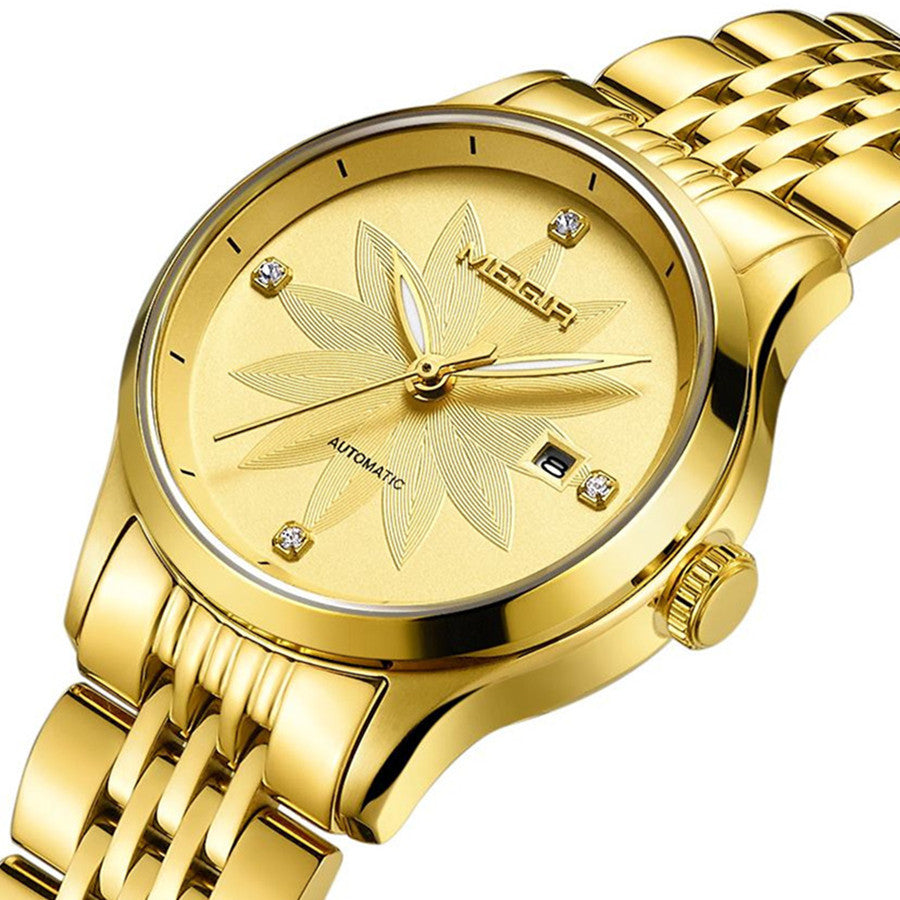 Golden Bloom Automatic Watch for Women | Noventra Chroniq