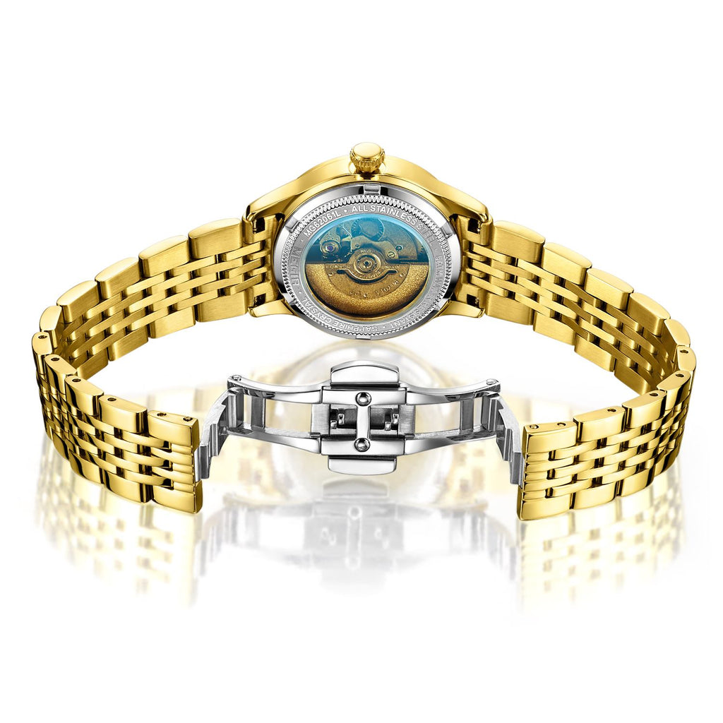 Golden Bloom Automatic Watch for Women | Noventra Chroniq