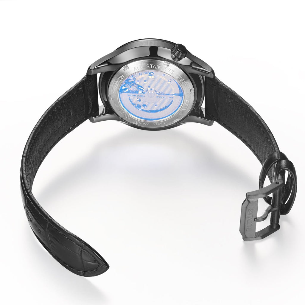 Obsidian Skeleton Automatic Men's Watch | Noventra Chroniq