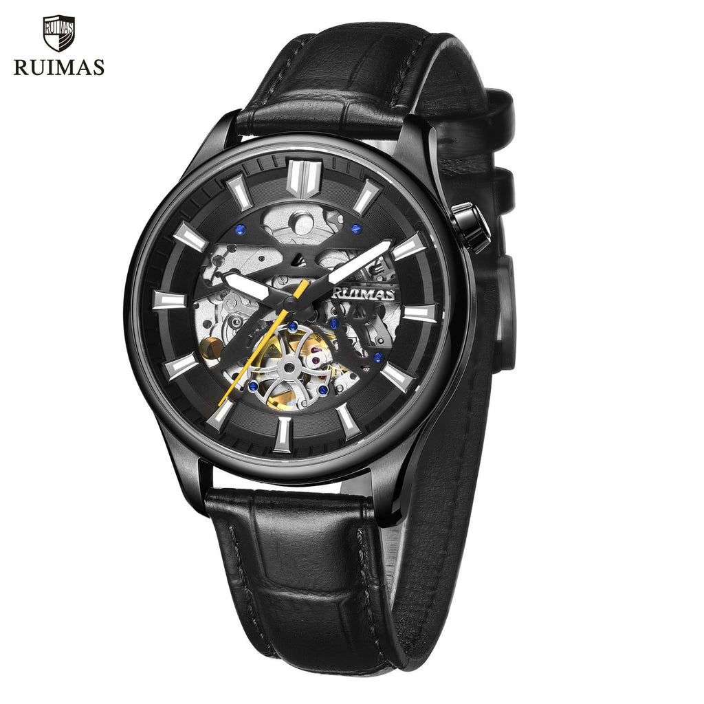 Obsidian Skeleton Automatic Men's Watch | Noventra Chroniq
