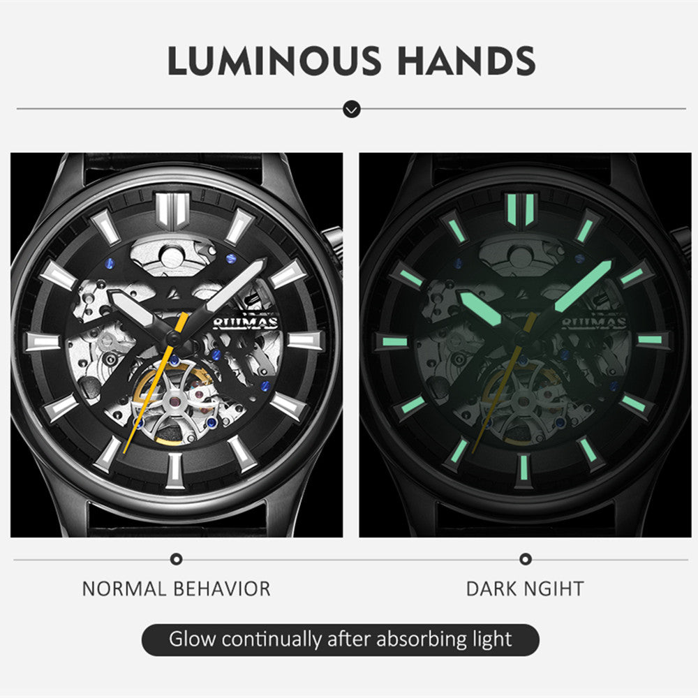 Obsidian Skeleton Automatic Men's Watch | Noventra Chroniq