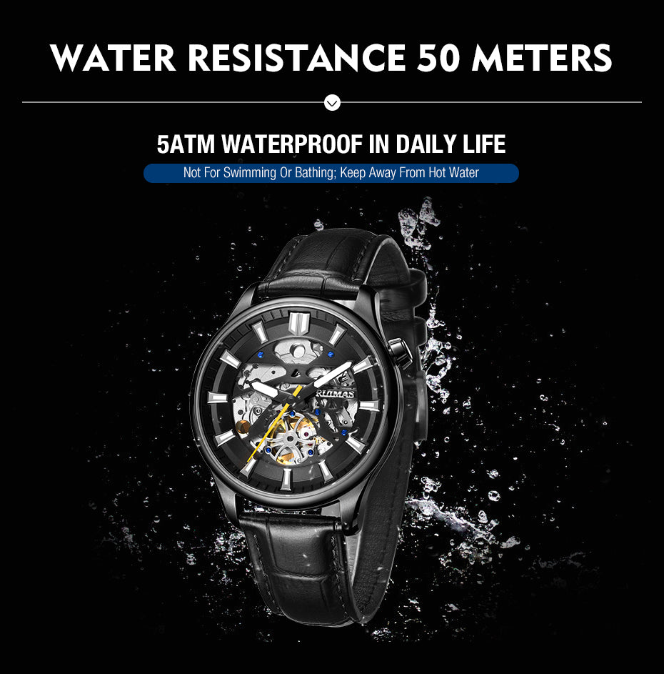 Obsidian Skeleton Automatic Men's Watch | Noventra Chroniq